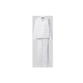 Pyjama mit Logo-Stitching, Weiss, XS