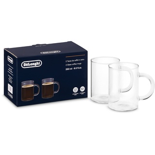 De'Longhi Long Coffee Gläser Set DLSC320, 2 Kaffeebecher aus Glas perfekt geeignet für Caffe Lungo oder Americano, Spülmaschinenfest, Fassungsvermögen 250 ml