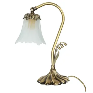Licht-Erlebnisse Nachttischlampe TABLE LAMP, ohne Leuchtmittel, Tischlampe Messing floral NachtTischlampe E14 Lampe bunt