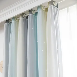 Sternenvorhang – Einzelpaneel (100 X 140 Cm, Beige) – Doppellagiger Sternen-voile Mit Blickdichtem Futter – Für Kinderzimmer Und Wohnzimmer