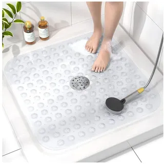 LuxusKollektion Duschmatte Duschmatte rutschfest 53x53cm Antirutschmatte Saugnäpfen BPA-frei weiß