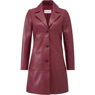 Ricano "Mantel Marzia", Damen, Gr. S, rot (bordeaux), Obermaterial: 100% Lammnappaleder LANA. Futter: 100% Polyester PES., normal, V-Ausschnitt, Mäntel Kurzmantel, Handgefertigt aus echtem Leder