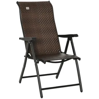 Outsunny Polyrattan Klappstuhl mit Armlehne 7-stufig verstellbare Rückenlehne für Garten Balkon Terrasse 58 x 71 x 111 cm Aosom.de