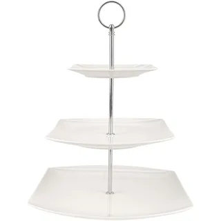 Festa Italia Etagere Porzellan - 3 Stöckig - Weiß Etageren - Kuchenständer Cupcake-Halter - Obstetageren - Obst Kekse Süßigkeiten Servierplatte - Gebäck gestuftes Serviertablett für Weihnachten