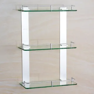 Aioneer Schwebende Glasregale, Dreifach-Glasregal, Wandmontierter Bad-Organizer Aus Aluminiumglas, Badezimmer-Glas-Organizer-Gestell Für Toilette, Küche, Dusche, SilberSilver-40cm