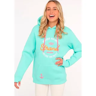 Zwillingsherz Hoodie "Meine Heimat" Strand türkis SM (S/M)