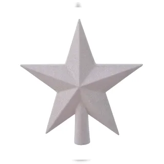 Christmas Decorations Christbaumspitze Stern mit Glitzer 19cm Kunststoff, weiß irisierend