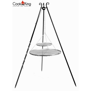 CookKing Feuerstelle Schwenkgrill 180 cm - Doppelrost aus Edelstahl 80