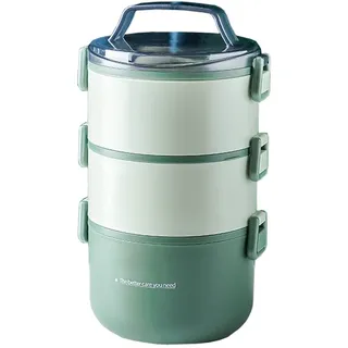 Coonoor Thermobehälter Müslibecher to go, Auslaufsicherer Lunchbox, Essensbehälter, Vielseitiger Müsli to go Becher für Schule,Arbeit,Picknick,Reise grün 2200 ml