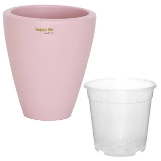 happy nature Set2 1 Keramik Orchideentöpfe Rhodos Silver pink H 17 cm + 1 Kulturtop