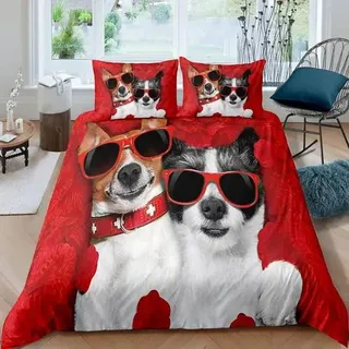 Bettwäsche-Set 3-teilig 155x220cm Mikrofaser 3D Hund Jack Russell Terrier