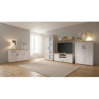 moebel-dich-auf Wohnwand Elegance in Sibiu-Lärche Nb. im Landhausstil Anbauwand Wohnzimmerschrank TV-Lowboard Fernsehschrank inkl. LED-Beleuchtung mit Sideboard