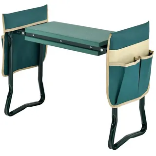 KOMFOTTEU Arbeitshocker Gartenhocker (3 St), klappbar, bis 150kg, mit 2 Werkzeugtaschen grün