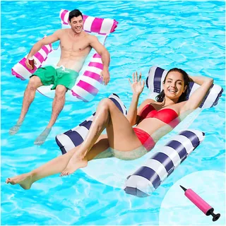 Audasi 2 Stück Luftmatratze Pool Pool Spielzeug 4 In 1 Aufblasbare Wasserspielzeug Pool Zubehör Pool Aufblasbar Wasser Hängematte mit Luftpumpe Hängematte Pool für Kinder und Erwachsene