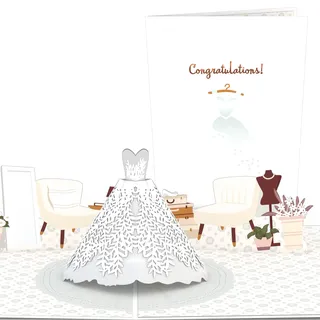 Lovepop Hochzeitskleid 3D-Pop-Up-Karte – Hochzeits-Grußkarte mit Einsteckfach und Umschlag, handgemachte Pop-up-Hochzeitskarte mit Brautkleid, 3D-Klappkarte für Braut zur Verlobung oder Hochzeit