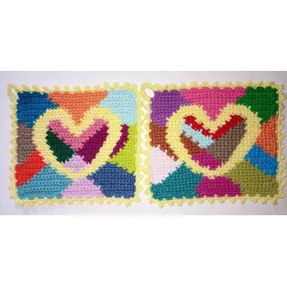 1 Paar Topflappen Herz, gehäkelt Handarbeit Herzen Liebe