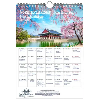 Seelenzauber Wandkalender Reisezauber Südkorea Wand- Planer Kalender für 2025 DIN A4 Asien weiß