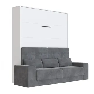 SMARTBett Schrankbett M1 140x200 Vertikal mit Sofa Anthrazit Weiss