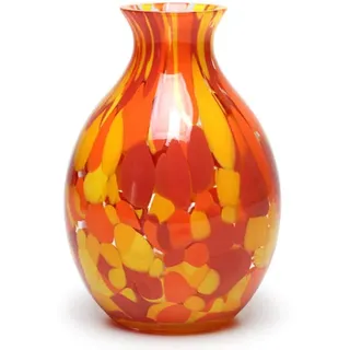Ca D Oro Kleine Glasvase, orange/gelb, Konfetti-Effekt, mundgeblasenes Kunstglas im Murano-Stil, für Blumen, Raumdekoration und Tafelaufsatz, Modell Nr. 65