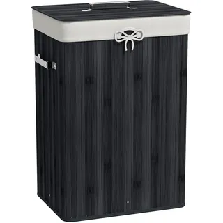 Homcom Wäschekorb Schmal mit Deckel 72L mit Griff, Wäschebox Schwarz
