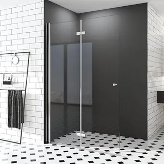 Walk in Duschwand, 100x185 cm Falttür Begehbare Dusche Glasabtrennung Duschkabine Duschtrennwand ESG Sicherheitsglas Beschichtung