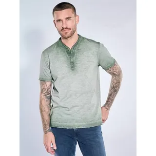 emilio adani Herren Henley T-Shirt Grün regular uni Knopfleiste - 3XL