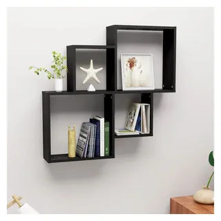 furnicato Regalwürfel Stylisches Würfel-Wandregal 80 x 15 x 78,5 cm in Schwarz, Robuste Regalwand mit offenen Fächern für Bücher und Sammlerstücke schwarz