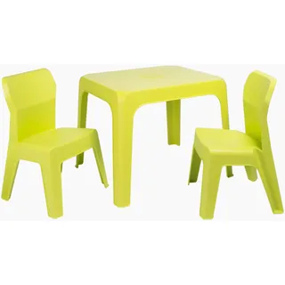 resol grupo Jan Set für Kinder, 2 Stühle und 1 Tisch, für Innenbereich, Außenbereich, Garten, Limettengrün