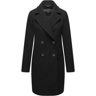 Navahoo Damenmantel Kurzmantel Frostjuwel 14 in Woll-Optik Langer Klassischer Trenchcoat Black Gr. M