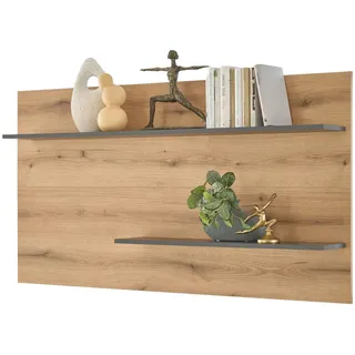 Furn.Design Wandpaneel, Eiche, Grau, Holzwerkstoff, Metall, Nachbildung,Eiche, Holz Optik, 155x80x20 cm, FSC Mix, Wohnzimmer, Regale, Wandregale