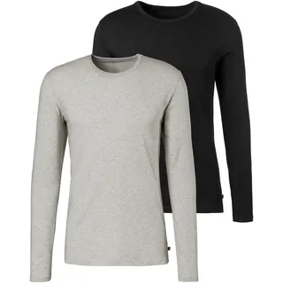 H.I.S. Langarmshirt grau/schwarz XL