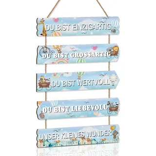 KAIRNE Tier Schild für Kindzimmer Mädchen Schild Jungen Wandkunst Regenbogen Türschilder mit Spruch Inspirierende Zitate Wandbild Tiere Wandschild für Babyzimmer Schlafzimmer Geschenk Tür Deko