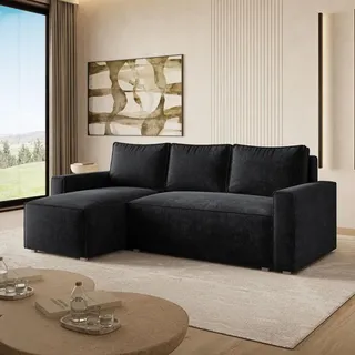 masseno Eckcouch Polyester 2-Sitzer Schwarz