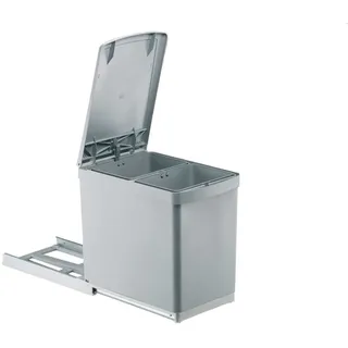 Wesco Küchenabfalleimer, 2 x 7,5 Liter, Handauszug mit Automatik-Deckelhebel, Schrankbreite ab 30 cm