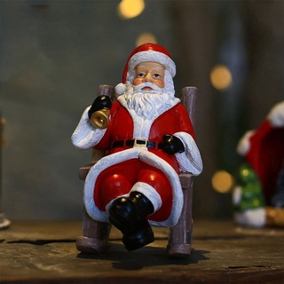 Jesunfuzhu Schaukelstuhl, Weihnachtsmann Statue mit Glocke, Weihnachtsdekoration aus Kunstharz, Figruine, Weihnachtsfiguren, Dekorationen