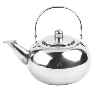 Rackumic Edelstahl-Teekanne zum Aufbrühen von Kaffee und Tee, hochglanzpolierter Silberkessel mit integriertem Sieb für reibungsloses Ausgießen für Zuhause, Küche und Teepartys (1,5 l)