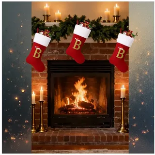 MaajeeKuto Dekohänger Handgestrickter Nikolausstrumpf 50cm Weihnachtsstrumpf + Gratis Magnet