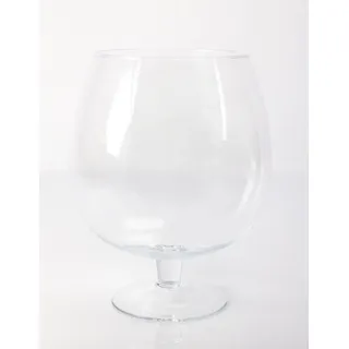 INNA-Glas Glas Kugelvase - Brandy Glas Liam mit Fuß, klar, 30cm, Ø 23cm - Glasvase, Glas weiß