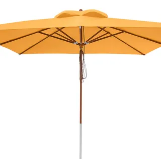 anndora® Sonnenschirm Holz Gastronomie Biergarten 4 x 4 m Gelb Garten Terasse