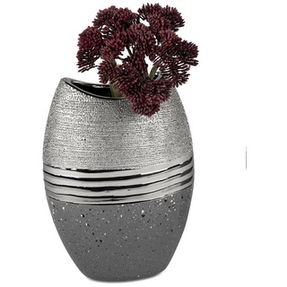 formano Dekovase Formano Vase Tischvase in silber - grau verschiedene Modelle, aus Keramik untere Hälfte ist glasiert grau|silberfarben 14 cm x 20 cm