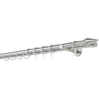 MYDECO Gardinenstange 20mm Point Wandträger 14 cm, 2-läufig, Fixmaß, verschraubt, silberfarben 400 cm