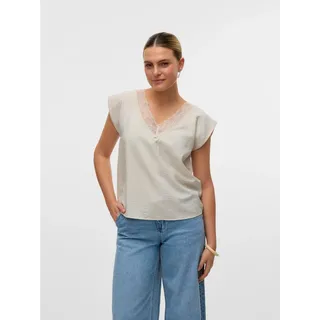 Vero Moda Spitzentop VMSAFA SL V-NECK LACE TOP WVN GA NOOS beige XS (34)