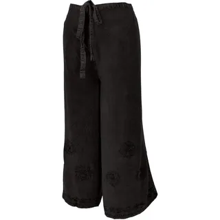 GURU SHOP Palazzohose, Langer Boho Hosenrock, Wickelhose, Sommerhose Schwarz - Modell 4, Damen - 38