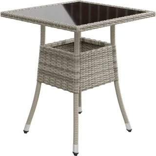 Juskys Yoro Polyrattan Gartentisch quadratisch 60 x 60 cm Grau