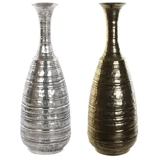 Vase DKD Home Decor 24 x 24 x 67 cm Antiker Finish Silberfarben Gold Aluminium Moderne (2 Stück)
