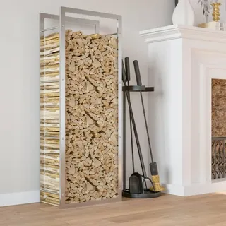 SDWEHO7 Kaminholzregal Metall Feuerholzregal für Innen und Außen, Holzlager, Freistehend Brennholzregal Kaminholzkorb Kaminholzständer Kaminholzhalter, 50x28x132 cm