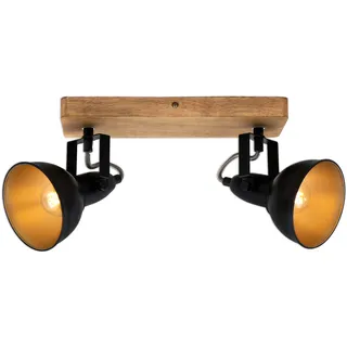 Briloner Deckenstrahler Barnim 2-flg. schwarz-gold Holz