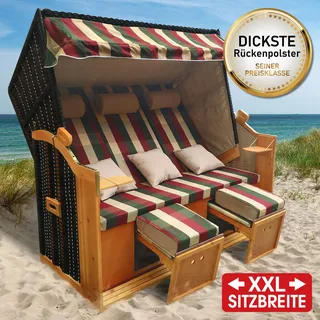 BRAST® Strandkorb Usedom 3-Sitzer XXL für 2-3 Personen | 165cm breit