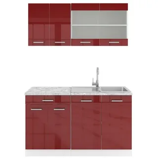 Vicco Küchenzeile R-Line 140 cm rot hochglänzend