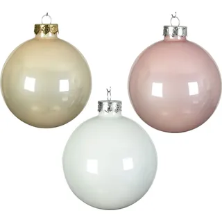 Christmas Decorations Weihnachtskugeln Glas 6cm x 20 Stück - Puderrosa / perle